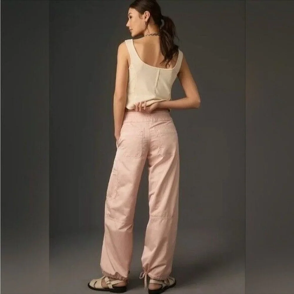 ANTHROPOLOGIE Pilcro Satin Cargo Parachute Pants Pink Combo Size 31 NEW - Picture 5 of 12